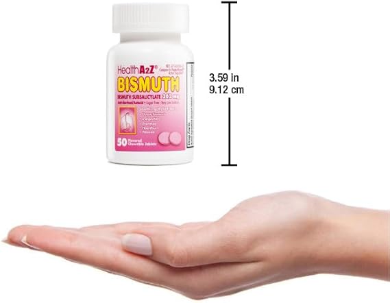 HealthA2Z Bismuth 262mg – Multi-Symptom Digestive Relief – Diarrhea, Nausea, Heartburn, Upset Stomach – Chewable Tablets