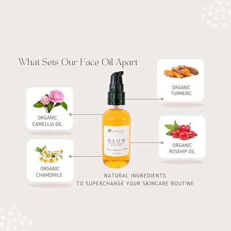 Glow Turmeric & Rosehip Face Oil – Organic Brightening & Calming Serum, 2oz