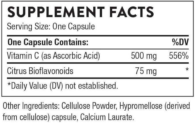 THORNE Vitamin C with Citrus Bioflavonoids – Immune, Collagen & Energy Support – 90 Gluten-Free Capsules