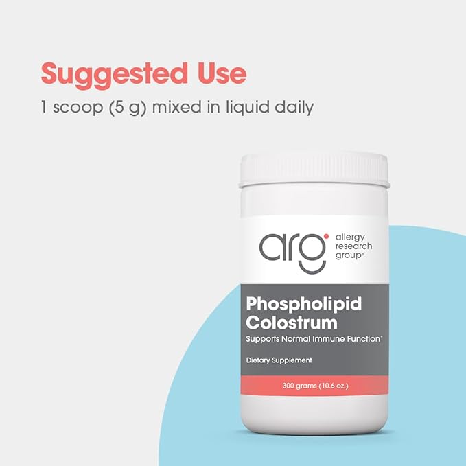 Allergy Research Group Phospholipid Colostrum Powder – First Milking Bovine Colostrum with Sunflower Phospholipids – Gut & Immune Support – 60-Day Supply