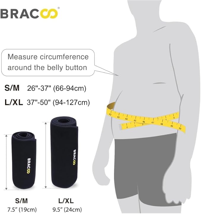 Bracoo Waist Trimmer Wrap, Sweat Sauna Slim Belly Belt, Abdominal Waist Trainer for Men & Women, Core Stability