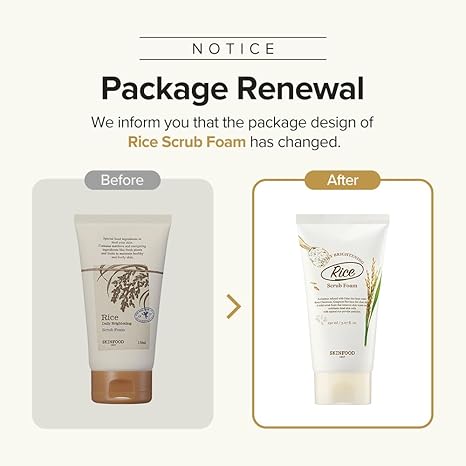 SKINFOOD Rice Daily Scrub Foam – Gentle Exfoliating & Brightening Face Wash