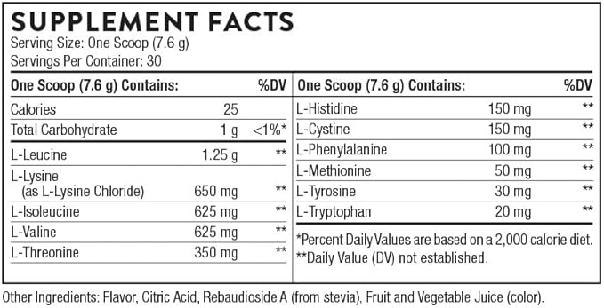 THORNE Amino Complex – Clinically-Validated EAA & BCAA Powder, Berry Flavor, NSF Certified for Sport, 30 Servings