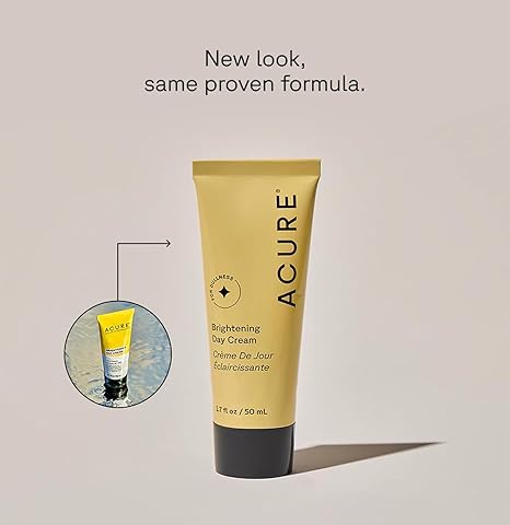 Acure Brightening Day Cream – Radiant Skin Moisturizer with Cica & Argan Oil, Vegan, Lightweight, 1.7 oz