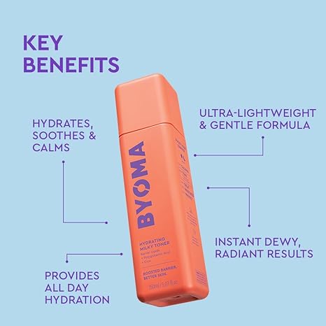 BYOMA Hydrating Milky Toner – Dewy, Ultra Hydrating, Barrier Repair, Redness-Reducing, Vegan, Fragrance-Free, 5.07 fl oz