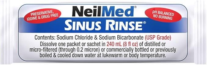 NeilMed Sinus Rinse Refill Packets – 100 Count Premixed Saline Packets for Nasal Allergy, Sinus Pressure, Congestion & Post Nasal Drip Relief