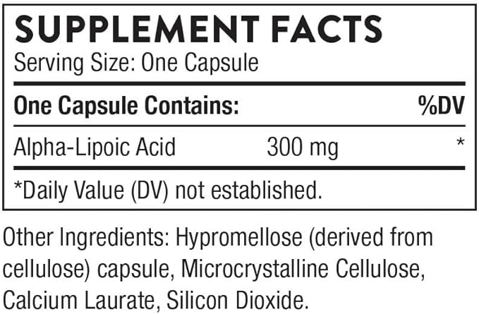 THORNE Alpha Lipoic Acid 300mg – Nerve, Liver & Cognitive Support – Antioxidant, Non-GMO, Gluten-Free, Soy-Free – 60 Capsules