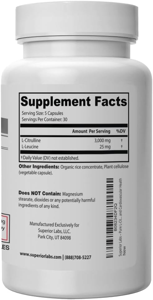 Superior Labs L-Citrulline – 3000 mg, Non-GMO, High-Potency Amino Acid, Nitric Oxide Booster, 150 Veg Capsules