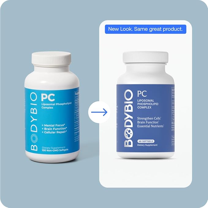 BodyBio PC – 100% Pure Phosphatidylcholine Complex – Brain Health, Focus, Cellular Repair & Detox – Cognitive Support for Mental Clarity & Healthy Aging