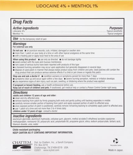 Icy Hot Max Strength Lidocaine Pain Relief Patches with Menthol 5 Count