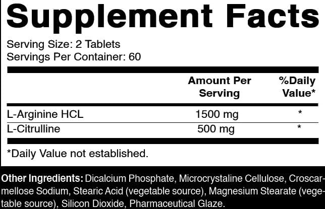 Oxify L-Arginine L-Citrulline Complex – 2000 mg Per Serving, 120 Tablets, Gluten-Free, Non-GMO, Made in USA