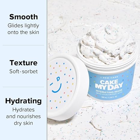 I DEW CARE Cake My Day Wash Off Face Mask – Hydrating & Exfoliating with Hyaluronic Acid, Vegan, Cruelty-Free, Paraben-Free, Fun Self Care (3.38 oz)
