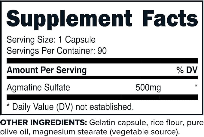 Primaforce Agmatine Sulfate 500mg, 90 Capsules - Non-GMO, Gluten Free Supplement