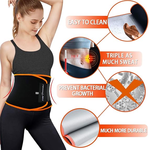 KingPavonini Waist Trimmer Plus Size, Unisex Waist Trainer Sweat Belt, Adjustable Back Support, Workout Fitness