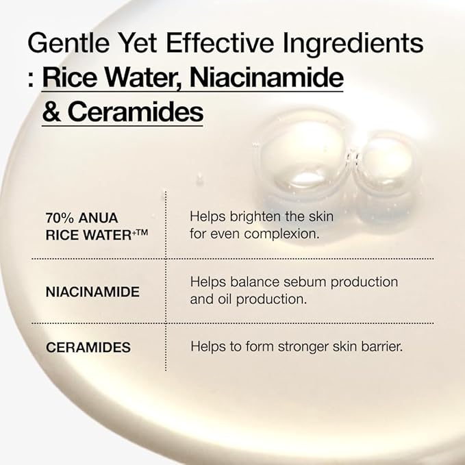 ANUA Rice 70 Glow Milky Toner – Rice Water, Niacinamide, Ceramides & Panthenol – Glass Skin, Hydrating & Brightening – Fragrance-Free, Non-Comedogenic, Fungal Acne Safe – 250ml