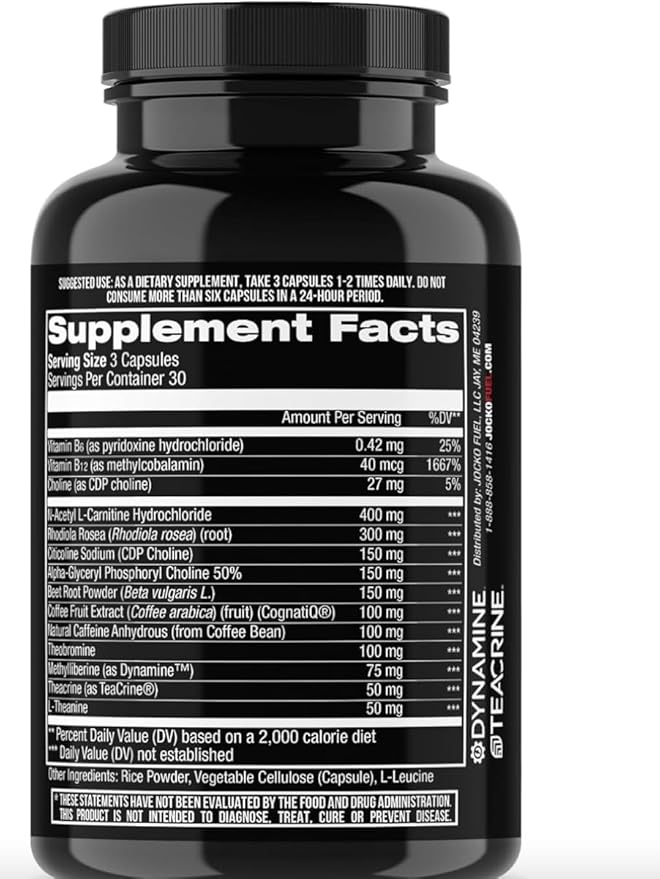 Jocko Fuel Brain Power Nootropic Supplement – Memory, Focus & Clarity Pills with L-Theanine, Alpha-GPC, L-Carnitine & Caffeine – 90 Capsules