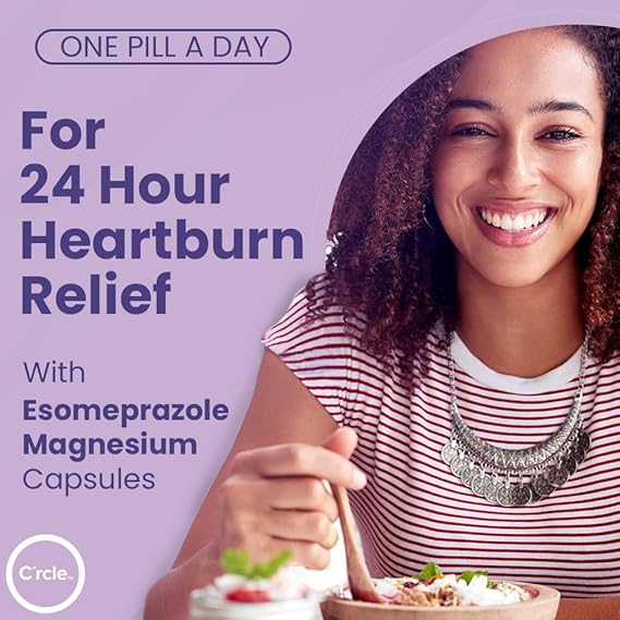 C’rcle Esomeprazole 20mg, 84 Capsules – Delayed-Release Acid Reducer for Frequent Heartburn – Compare to Nexium 24HR