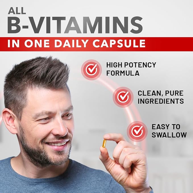 Divine Bounty Super B Complex – All B Vitamins, Energy & Immune Support – 90 Vegetarian Capsules