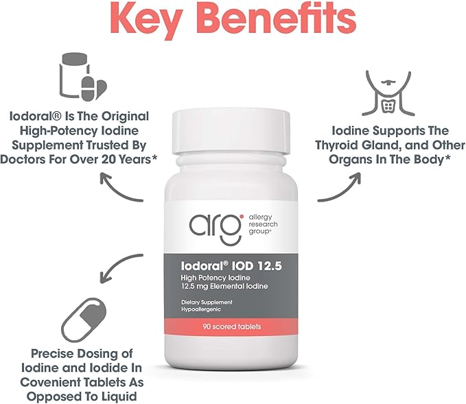 Optimox Iodoral 12.5mg – High Potency Iodine & Potassium Iodide Thyroid Support – 90 Tablets
