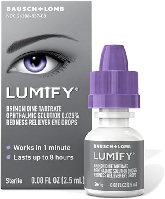LUMIFY Redness Reliever Eye Drops – 0.08 fl oz – Works in 1 Minute for Whiter Eyes, Up to 8-Hour Relief