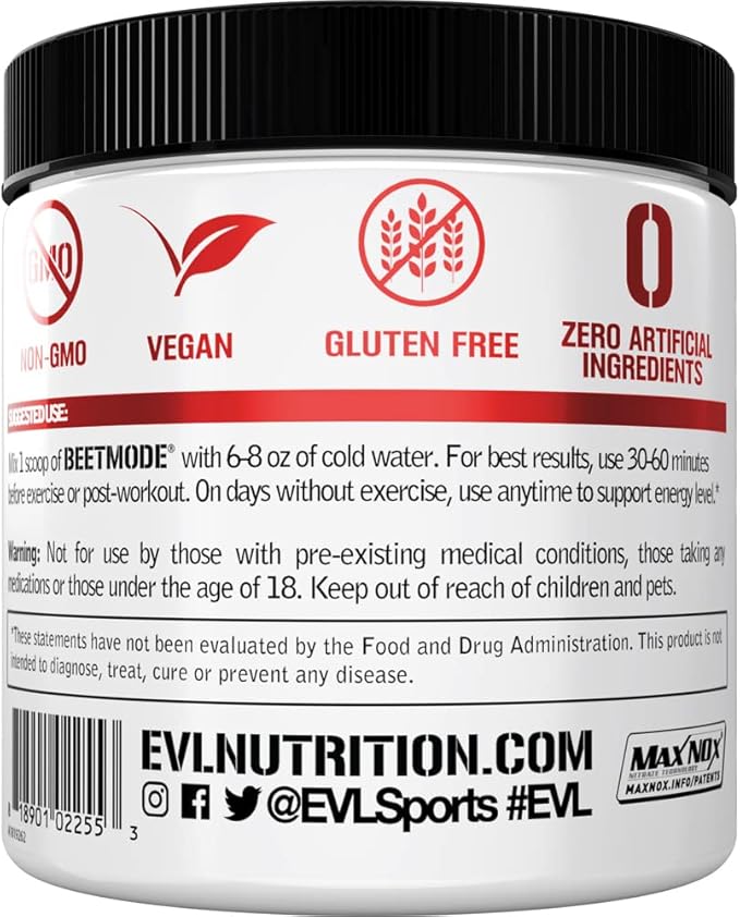 Evlution Nutrition BeetMode Beet Root Powder – Nitric Oxide Booster, Black Cherry Flavor, 30 Servings, Vegan & Gluten-Free