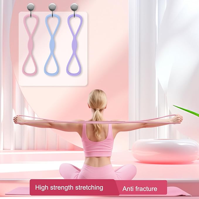 Figure 8 Resistance Band, 25 lbs Exercise Band for Women Men, Arm Back Glute Yoga Pulling Rope
