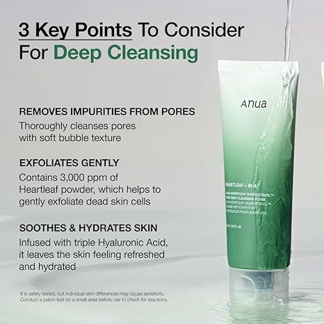 ANUA Heartleaf Quercetinol Pore Deep Cleansing Foam – BHA, Hyaluronic Acid, Blackhead Remover, Vegan Korean Face Wash, 150ml