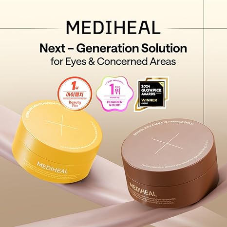 Mediheal Retinol Collagen Under Eye Patches, Korean Hydrogel Eye Pads, Anti-Aging, Nourishing, Non-Irritating, 60 Patches