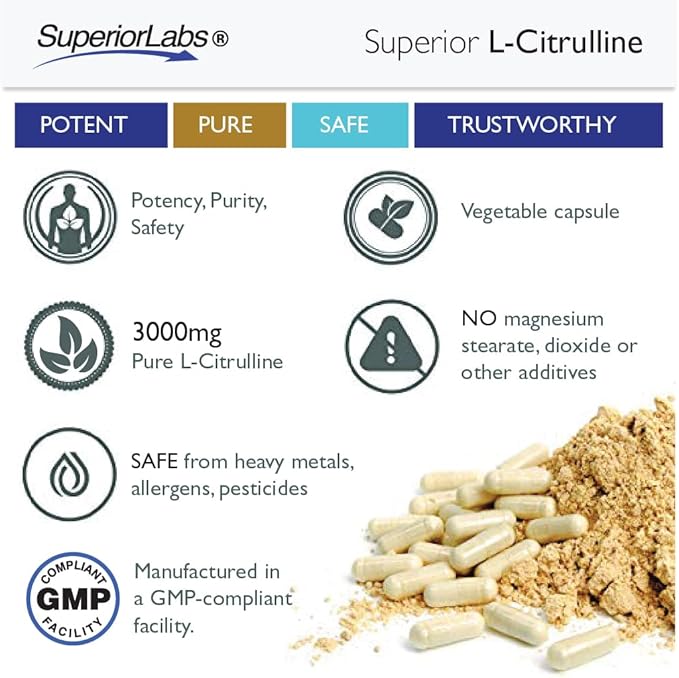 Superior Labs L-Citrulline – 3000 mg, Non-GMO, High-Potency Amino Acid, Nitric Oxide Booster, 150 Veg Capsules