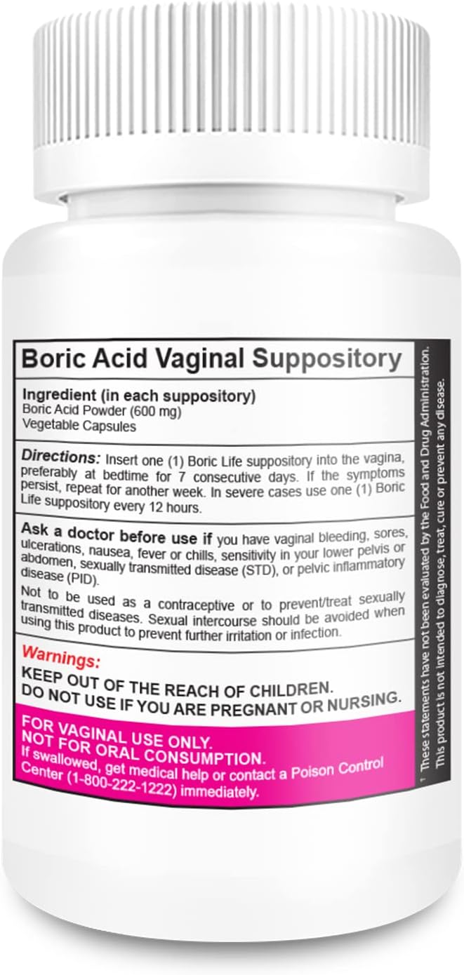 NutraBlast Boric Acid Vaginal Suppositories – 100% Pure, Made in USA – Feminine Odor, pH Balance & Intimate Health – 30 Count