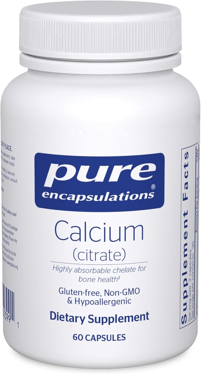 Pure Encapsulations Calcium Citrate – Bone, Teeth, Colon & Heart Health – 60 Capsules