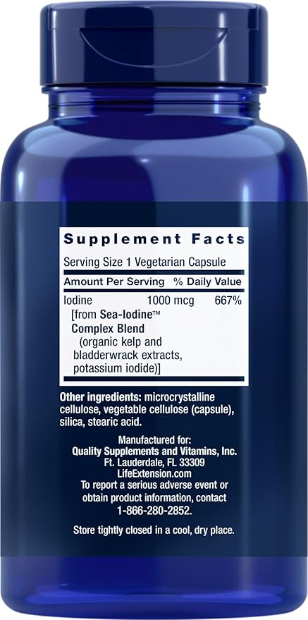 Life Extension Sea-Iodine 1000mcg – High Potency Kelp & Bladderwrack Thyroid Support – 150 Veg Caps