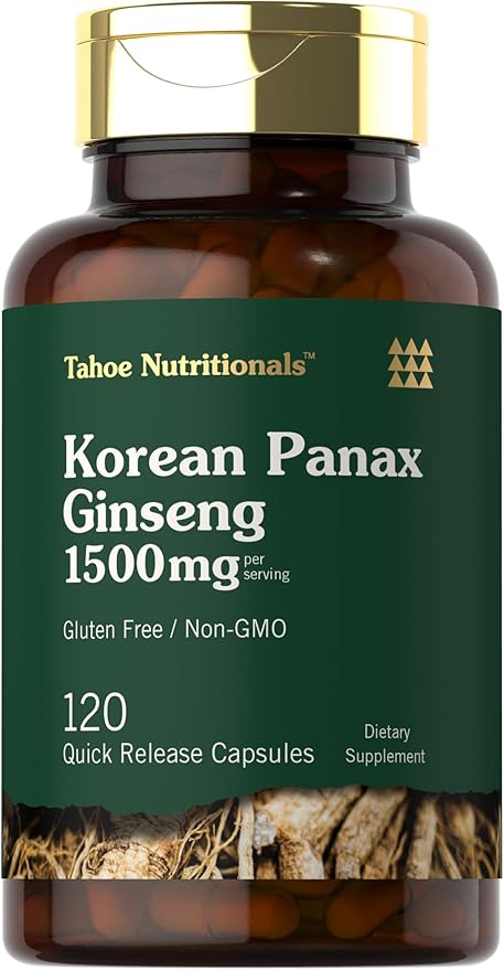 Carlyle Korean Panax Ginseng 1500mg – Energy, Focus & Immune Support – Non-GMO, Gluten-Free – 120 Capsules – by Tahoe Nutritionals
