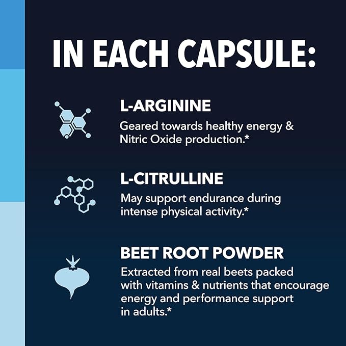 L-Arginine + L-Citrulline Capsules – Nitric Oxide Booster for Performance & Endurance – 120 Vegan Capsules – Non-GMO, Gluten-Free – 2-Month Supply