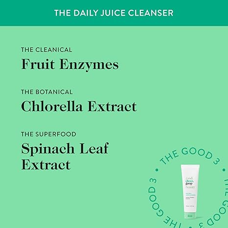 good.clean.goop The Daily Juice Cleanser – Foaming Facial Cleanser with Fruit Enzyme, Chlorella & Spinach, Antioxidant, Vegan, 4.2 fl oz