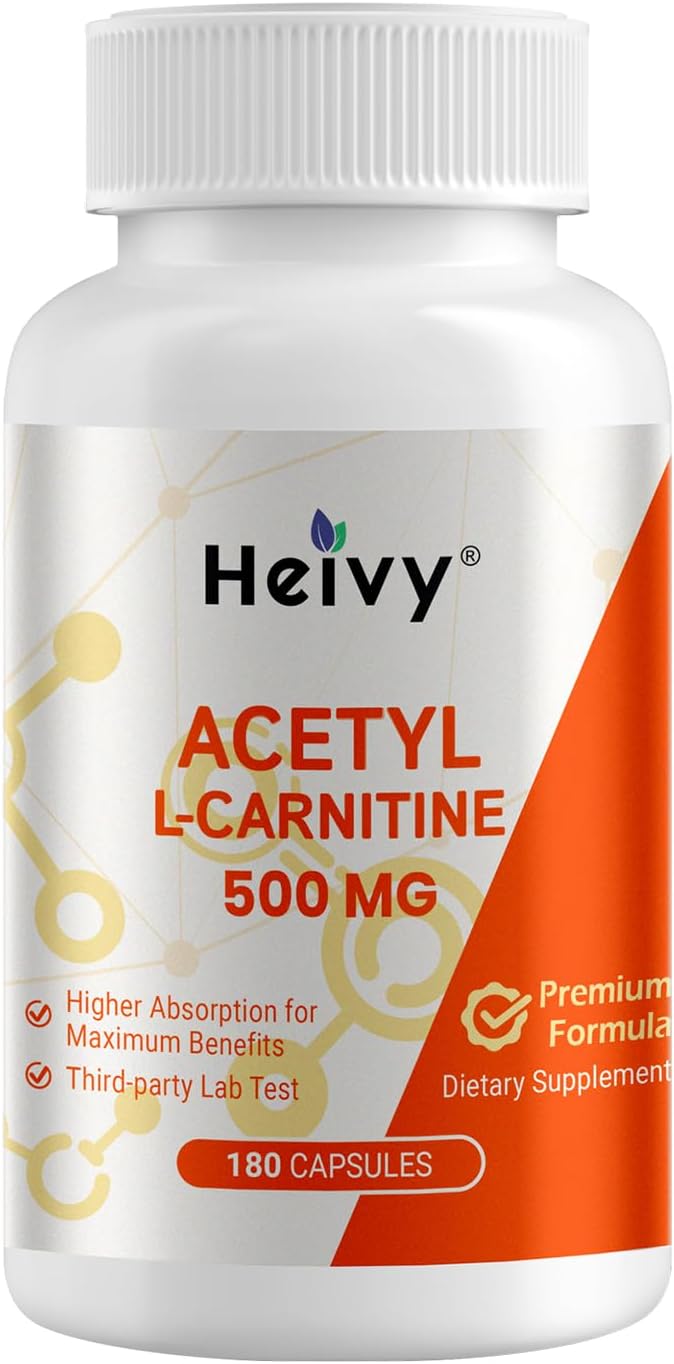 Acetyl L-Carnitine (ALCAR) 500mg – Brain, Nerve & Energy Support – Focus & Performance – Non-GMO, Gluten-Free – 180 Capsules