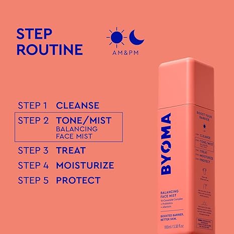 BYOMA Balancing Face Mist – pH Balanced Toner Spray with Ceramides, Probiotics & Allantoin, Alcohol-Free, Vegan, 3.38 fl oz