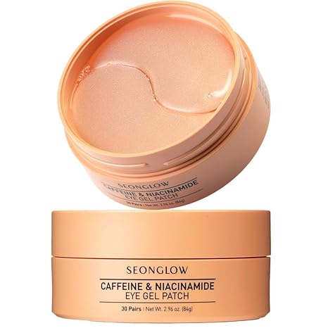 Caffeine Under Eye Patches – 30 Pairs Korean Hydrogel Eye Masks for Dark Circles, Puffiness, Wrinkles – Niacinamide & Hyaluronic Acid Brightening Treatment