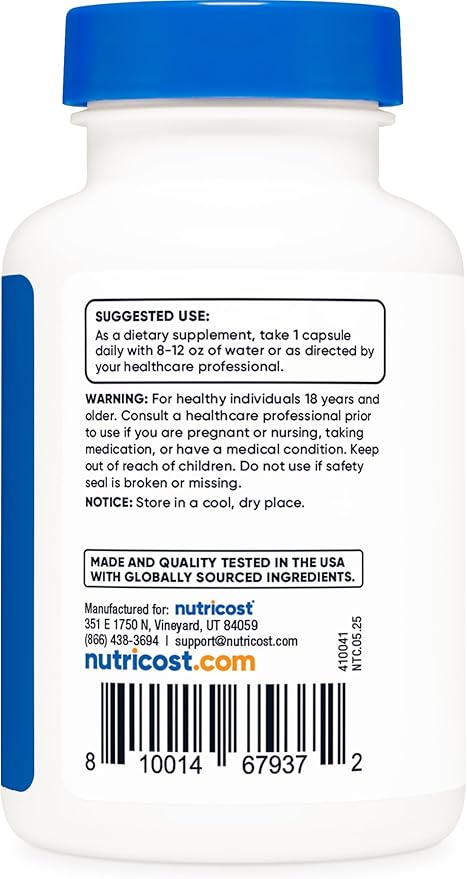 Nutricost L-Theanine 200mg – Double Strength Stress & Focus Support – Non-GMO, Gluten-Free – 120 Capsules