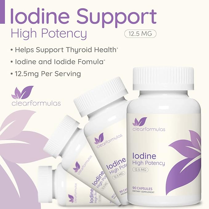 High Potency Potassium Iodine 12.5mg – Lugol’s Capsule Alternative for Thyroid, Energy & Immunity – 90 Capsules