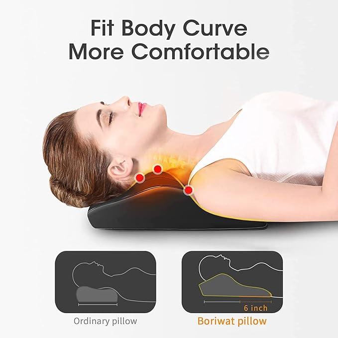 Boriwat Back Massager with Heat, 3D Kneading Massage Pillow, Deep Tissue Pain Relief, Gift for Women Men