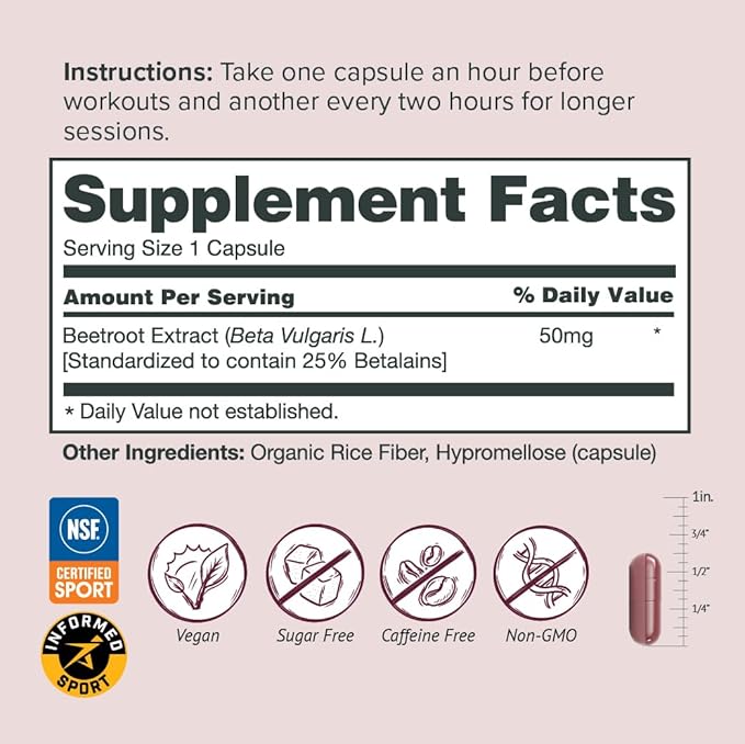 AltRed Sur Beet Root Capsules – 25% Betalain Extract, Pre Workout & Nitric Oxide Supplement, NSF Certified