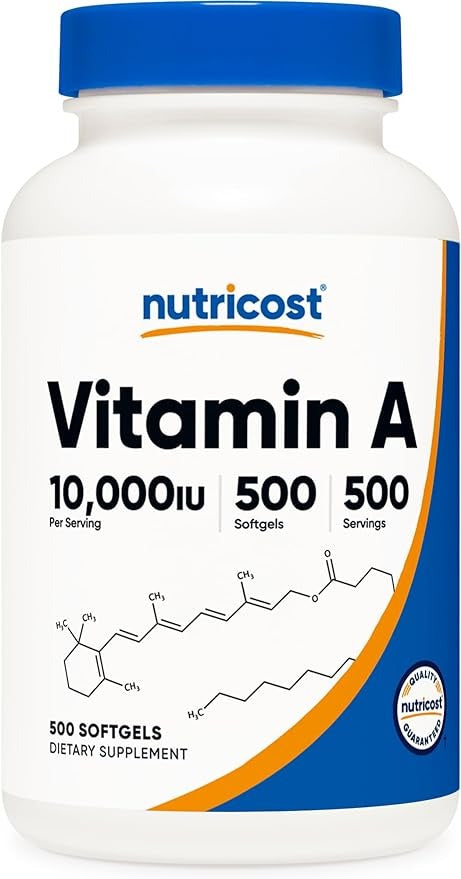 Nutricost Vitamin A 10,000 IU – Vision, Immune & Skin Support – 500 Softgels – Non-GMO, Gluten Free
