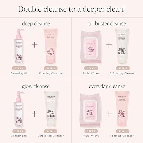 The Face Shop Rice Water Bright Exfoliating Cleanser – Gentle Vegan Korean Face Wash, 150ml