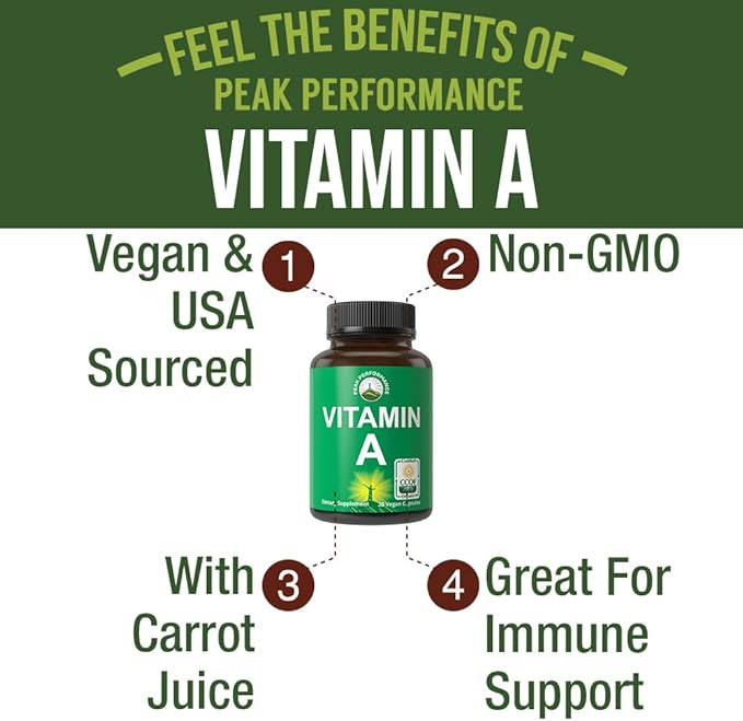 Certified Organic Vitamin A 5000 IU – Carrot Juice, Immune, Eye & Skin Support – Vegan, Non-GMO – 90 Capsules