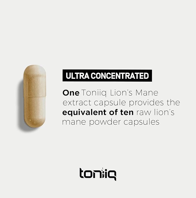 Lion’s Mane 10:1 Extract – Ultra High Potency, 30% Polysaccharides – Brain, Memory & Immune Support – 120 Capsules
