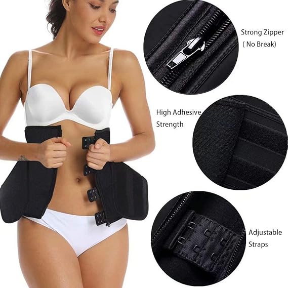 HOPLYNN Neoprene Sweat Waist Trainer Corset, Trimmer Shaper Belt for Women, Double Velcro, Tummy Control