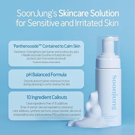 ETUDE Soonjung pH 6.5 Whip Cleanser – Gentle, Hypoallergenic, Fragrance-Free Foaming Face Wash for Sensitive Skin, Panthenol & Madecassoside, 5.07 fl oz