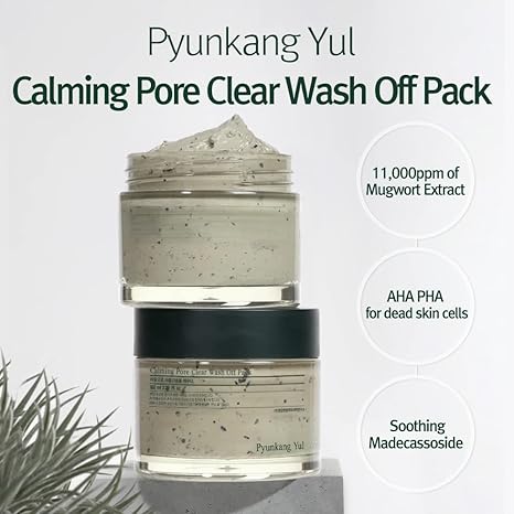 Pyunkang Yul Calming Pore Clear Wash Off Mask – Gentle Clay Mask for Sensitive, Oily & Acne-Prone Skin, Fragrance-Free, K-Beauty (100 ml)