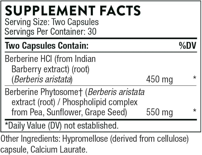 THORNE Berberine Supplement – Dual Action Phytosome Formula for Heart, Immune & Gut Health – Enhanced Absorption – Gluten-Free, Dairy-Free – 60 Capsules